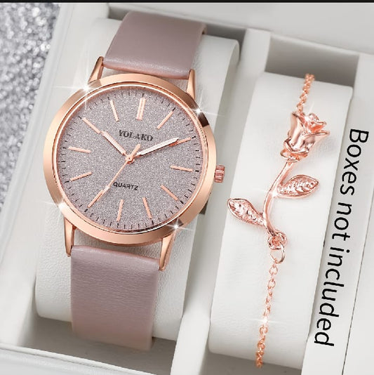 Rose Gold Harmony: Classic Watch & Delicate Bracelet