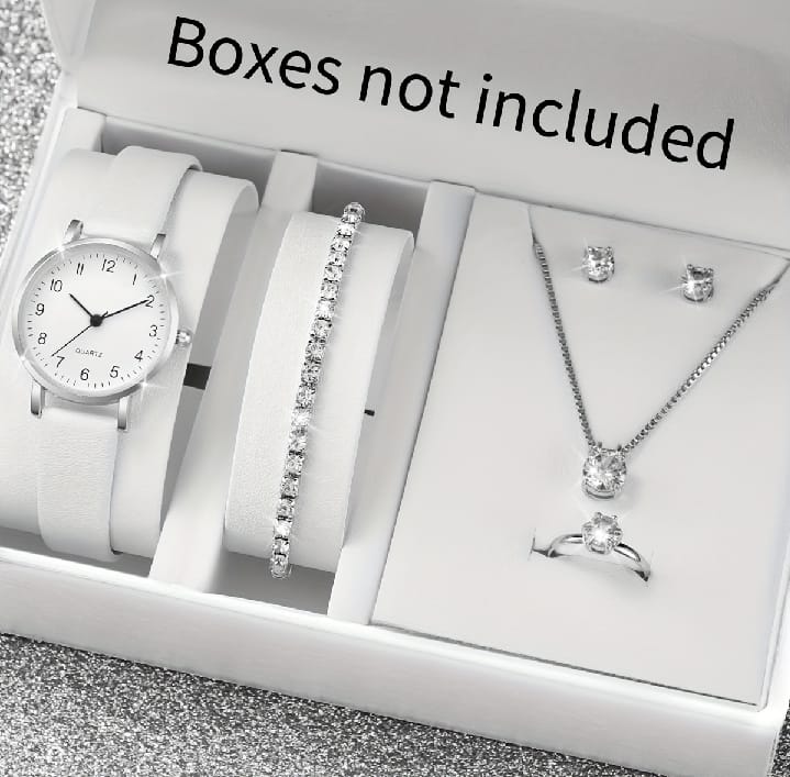 Silver Serenity: Sophisticated Timepiece & Jewelry Set