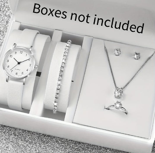 Silver Serenity: Sophisticated Timepiece & Jewelry Set