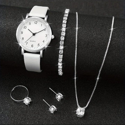 Silver Serenity: Sophisticated Timepiece & Jewelry Set